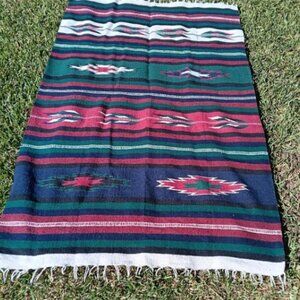 Vintage Wool Handwoven Native American Blanket Rug Tapestry 50 by 80